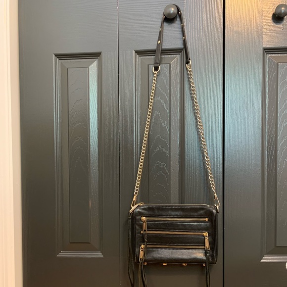 Rebecca Minkoff Three Zipper Leather Crossbody Bag in Black - Picture 2 of 8